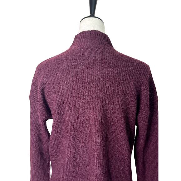 BP Ribbed Sweater Mock Neckline Long Sleeves Rich Burgundy Purple Women's XS NWT - Picture 6 of 10